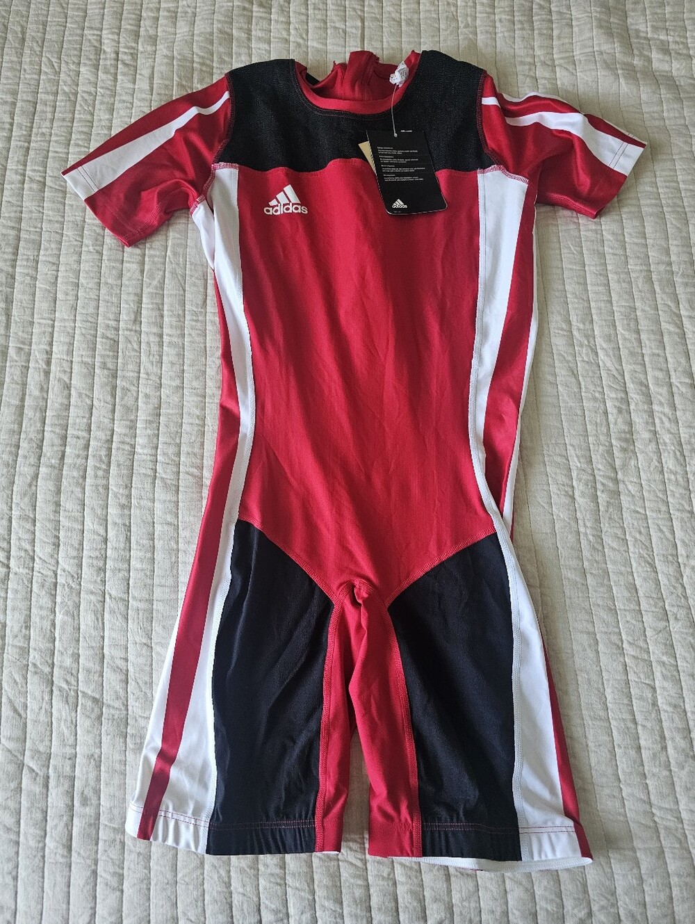 Men's adidas Equipment Red Athletic Suit with Black And White Trim In Medium